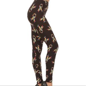 Autism Ribbon Ultra Soft Leggings One size 2-12 or Plus 12-18